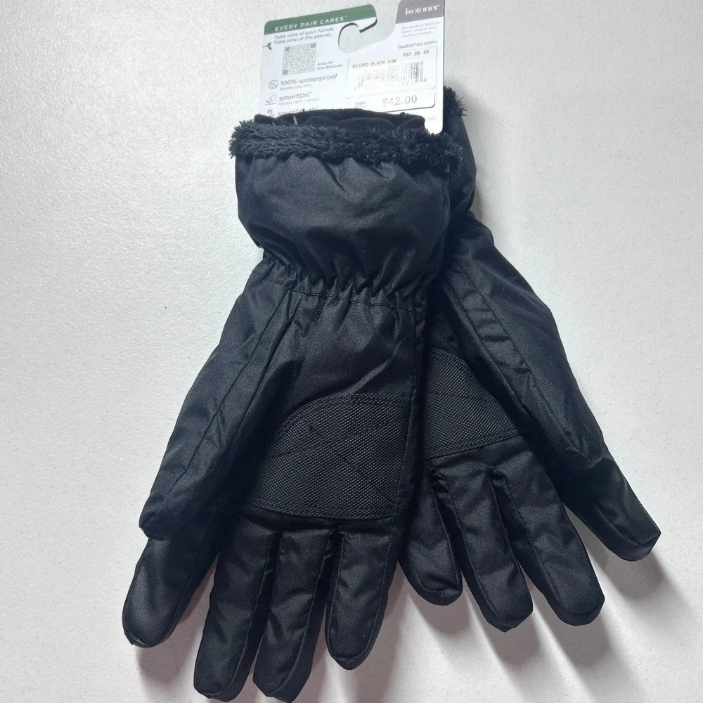 Isotoner Waterproof Gloves Black Small Smartdri‎ Smartouch Eco Comfort - Picture 2 of 5